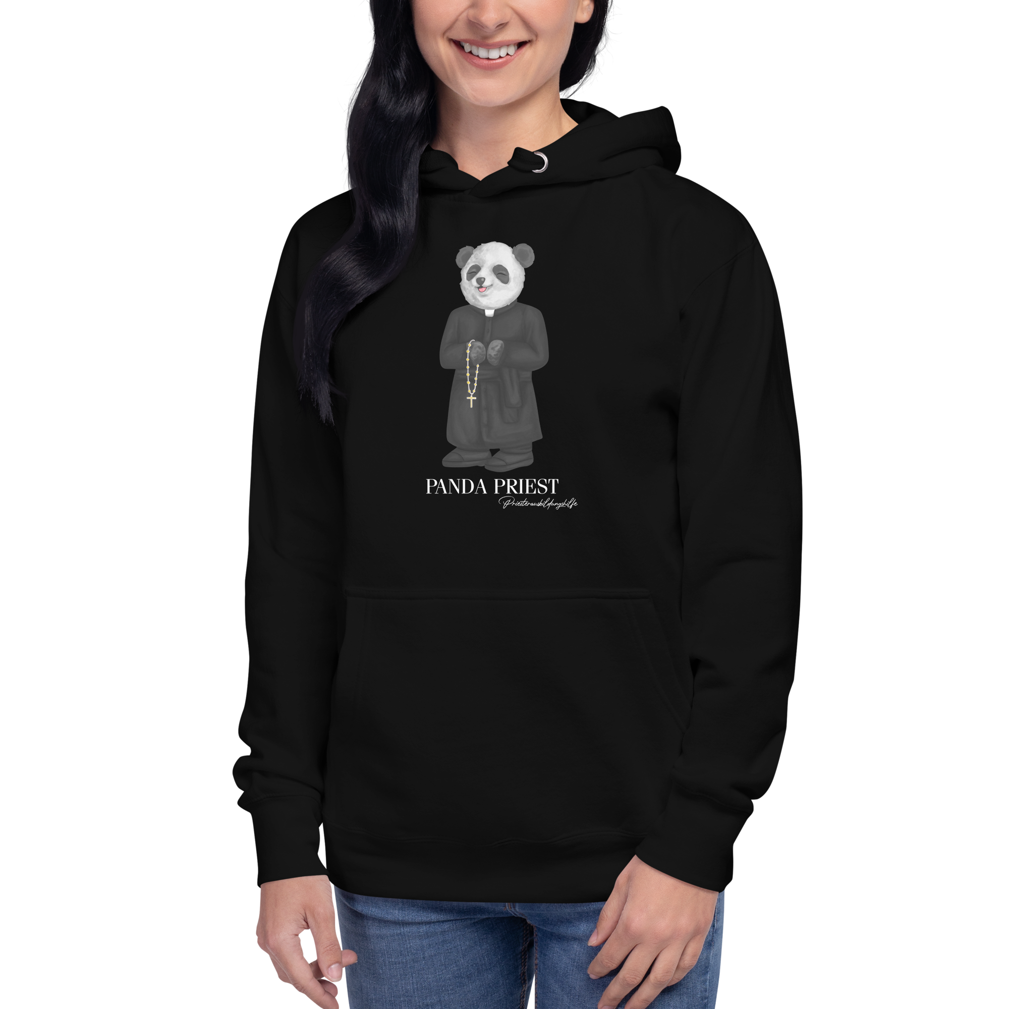 Priester Panda Hoodie schwarz (unisex)