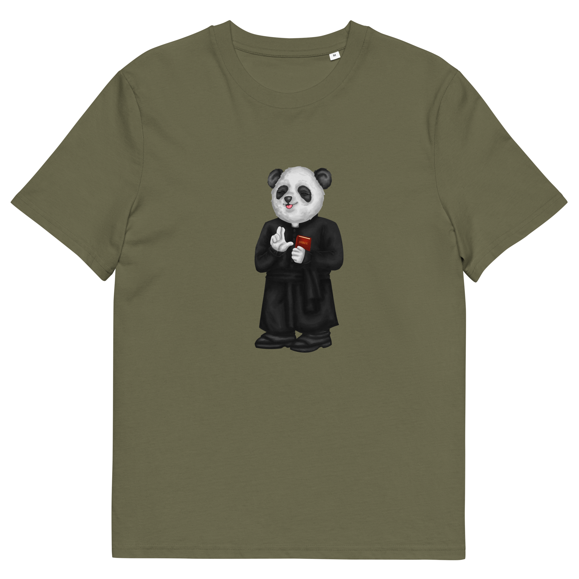 Priester Panda T-Shirt Biobaumwolle (unisex) khaki