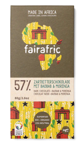 57% Bio-Zartbitterschokolade mit Baobab und Moringa | Vegan