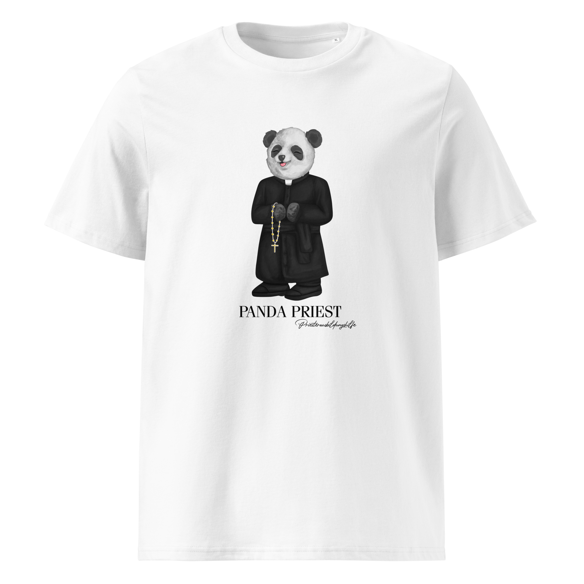 Priester Panda T-Shirt Biobaumwolle (unisex) weiß