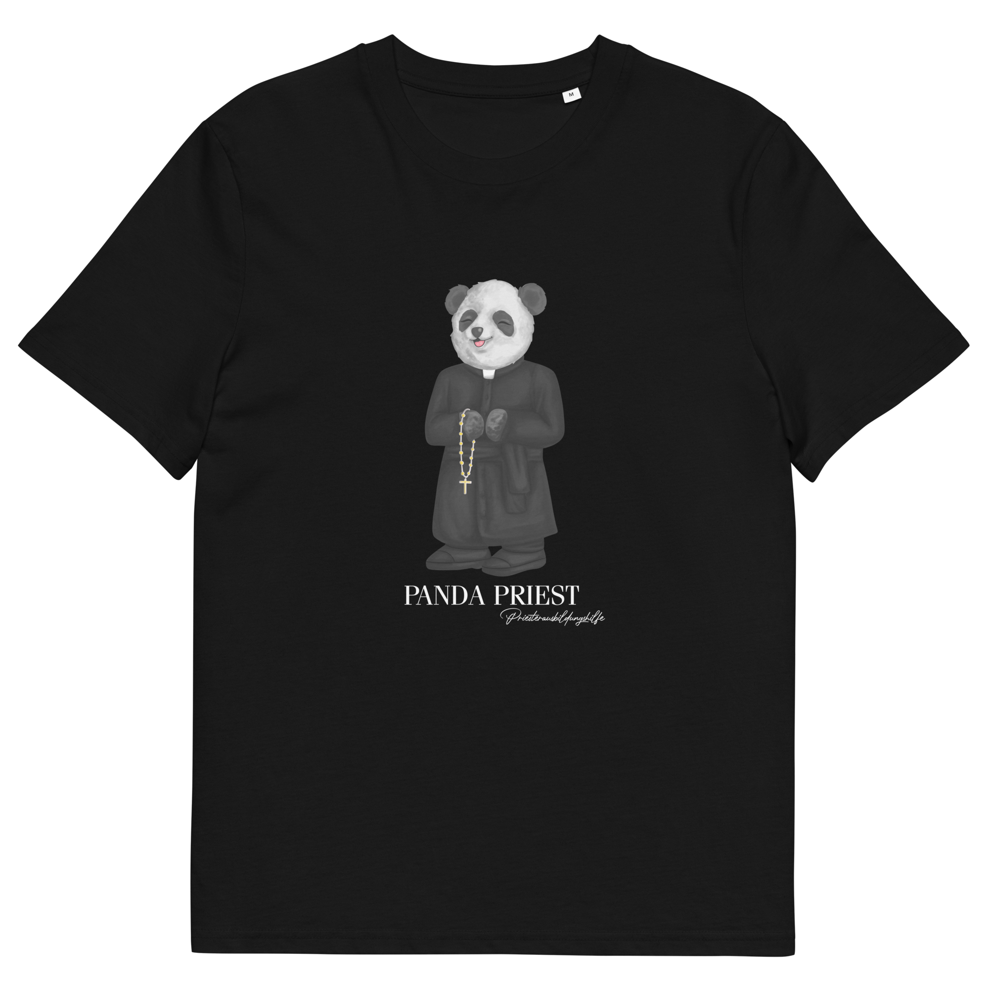 Priester Panda T-Shirt Biobaumwolle (unisex) schwarz