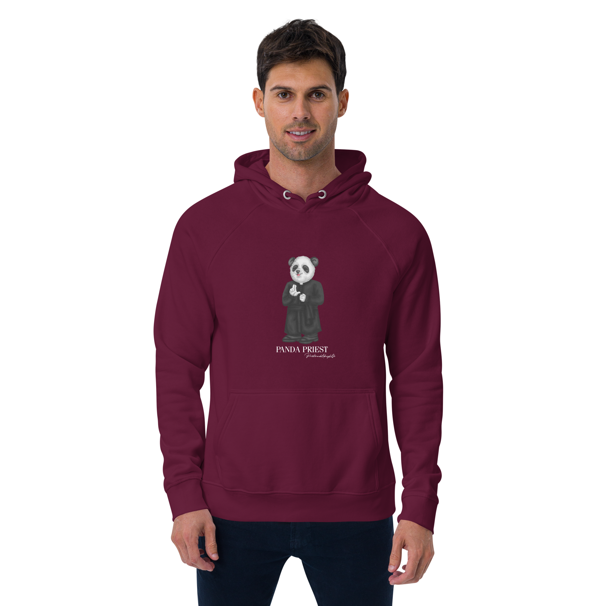 Priester Panda Hoodie "segen" (Unisex) burgund Priester Panda Hoodie "segen" (Unisex) burgund