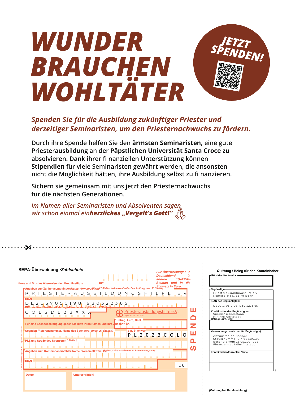 Kurzflyer "Wunder brauchen Wohltäter"