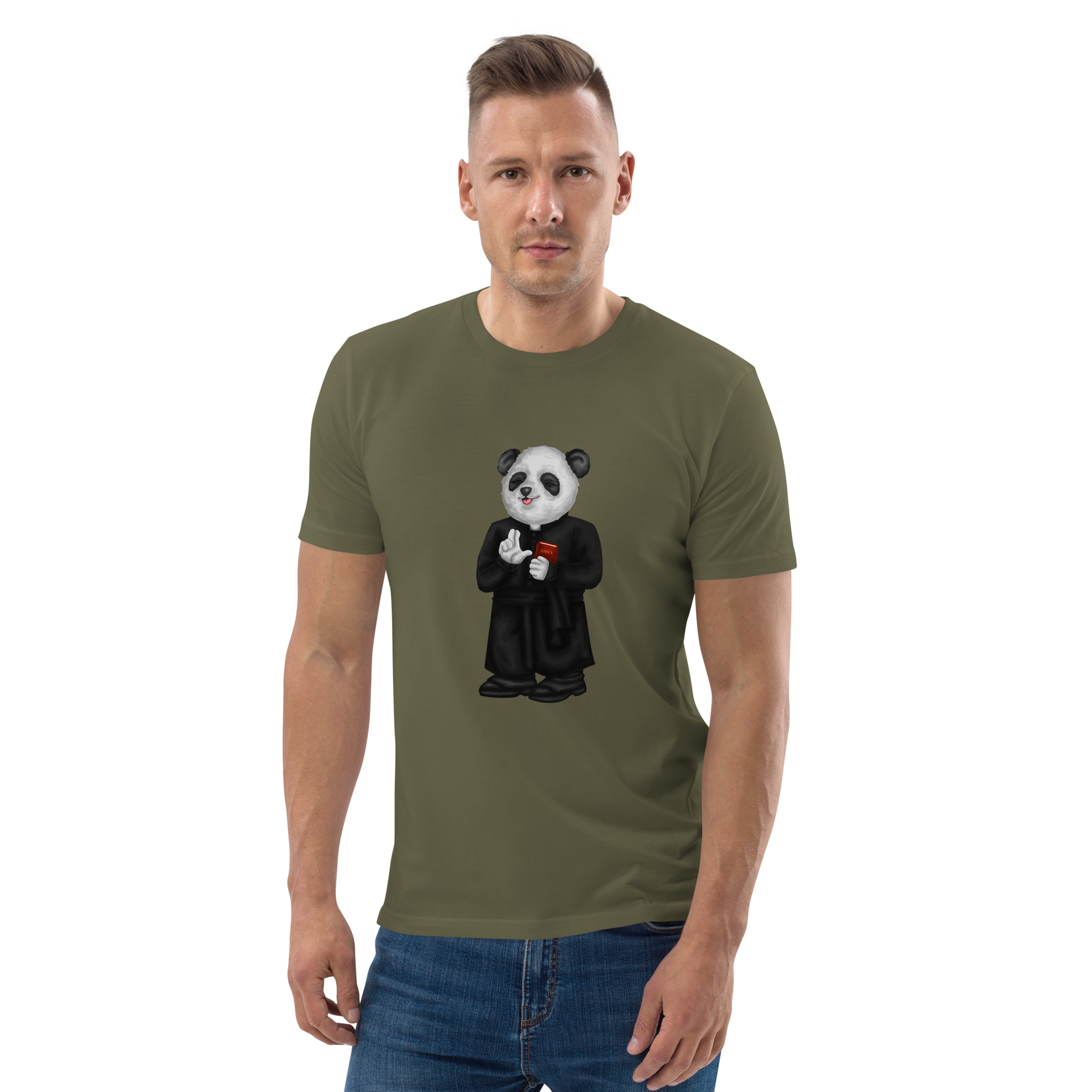 Priester Panda T-Shirt Biobaumwolle (unisex) khaki