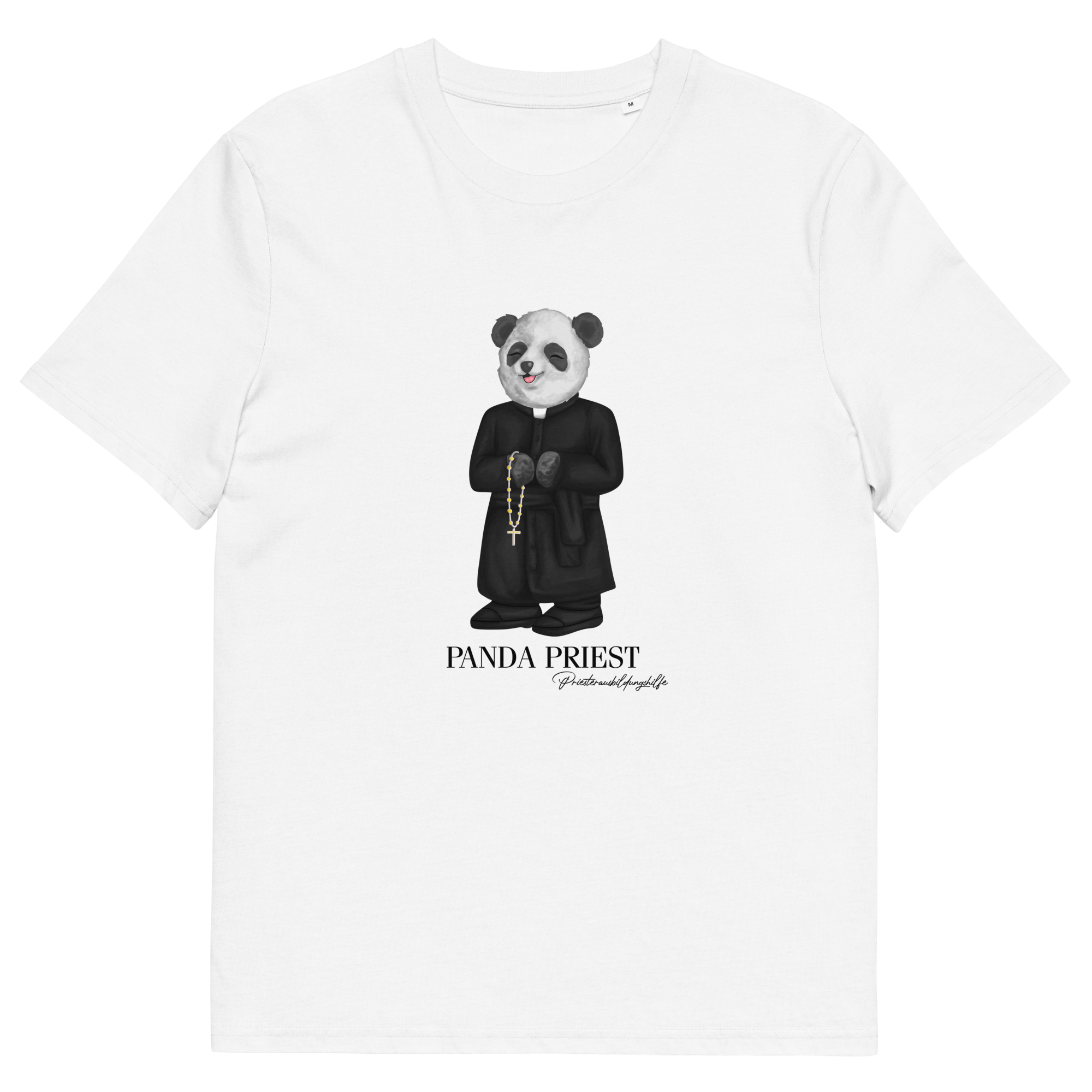 Priester Panda T-Shirt Biobaumwolle (unisex) weiß