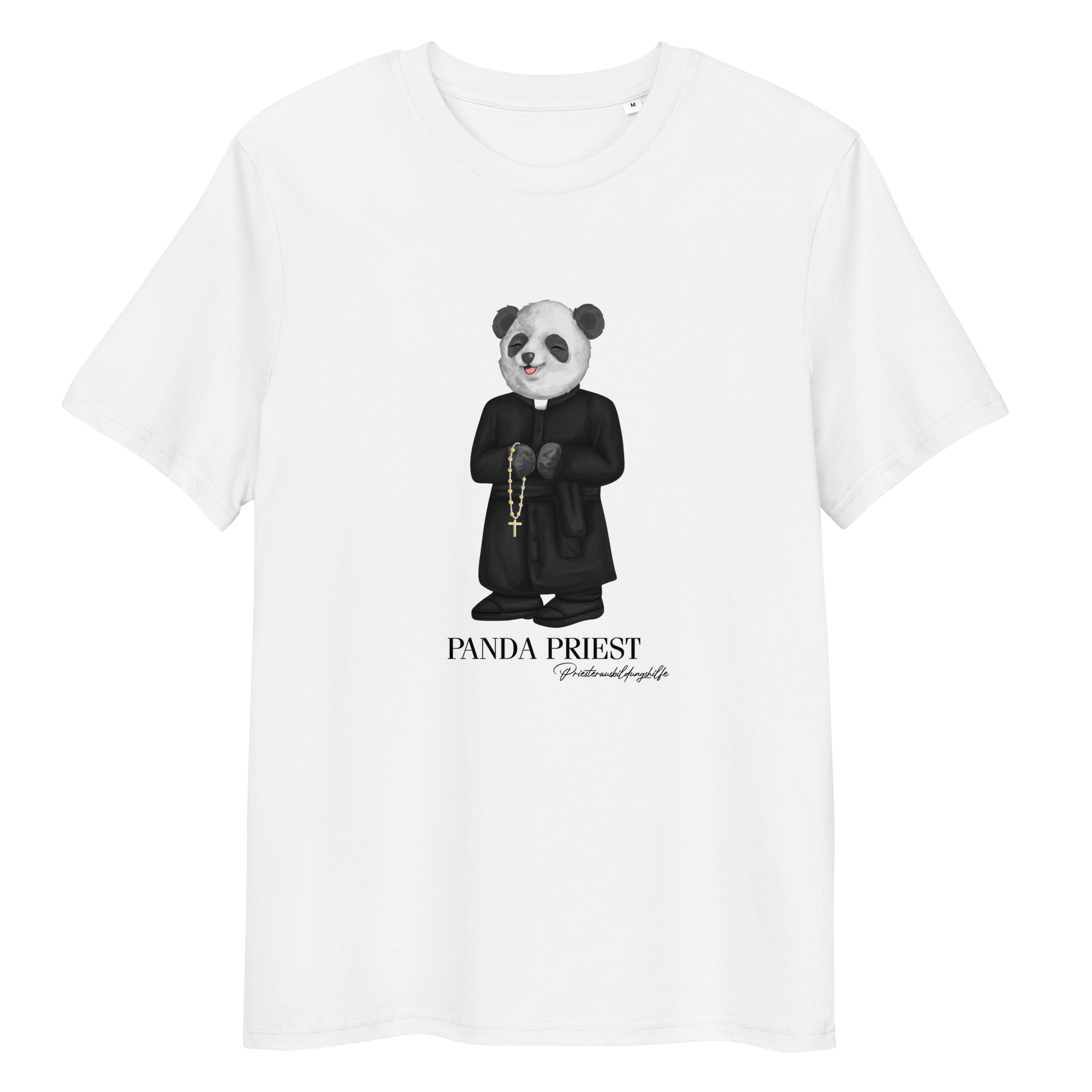 Priester Panda T-Shirt Biobaumwolle (unisex) weiß