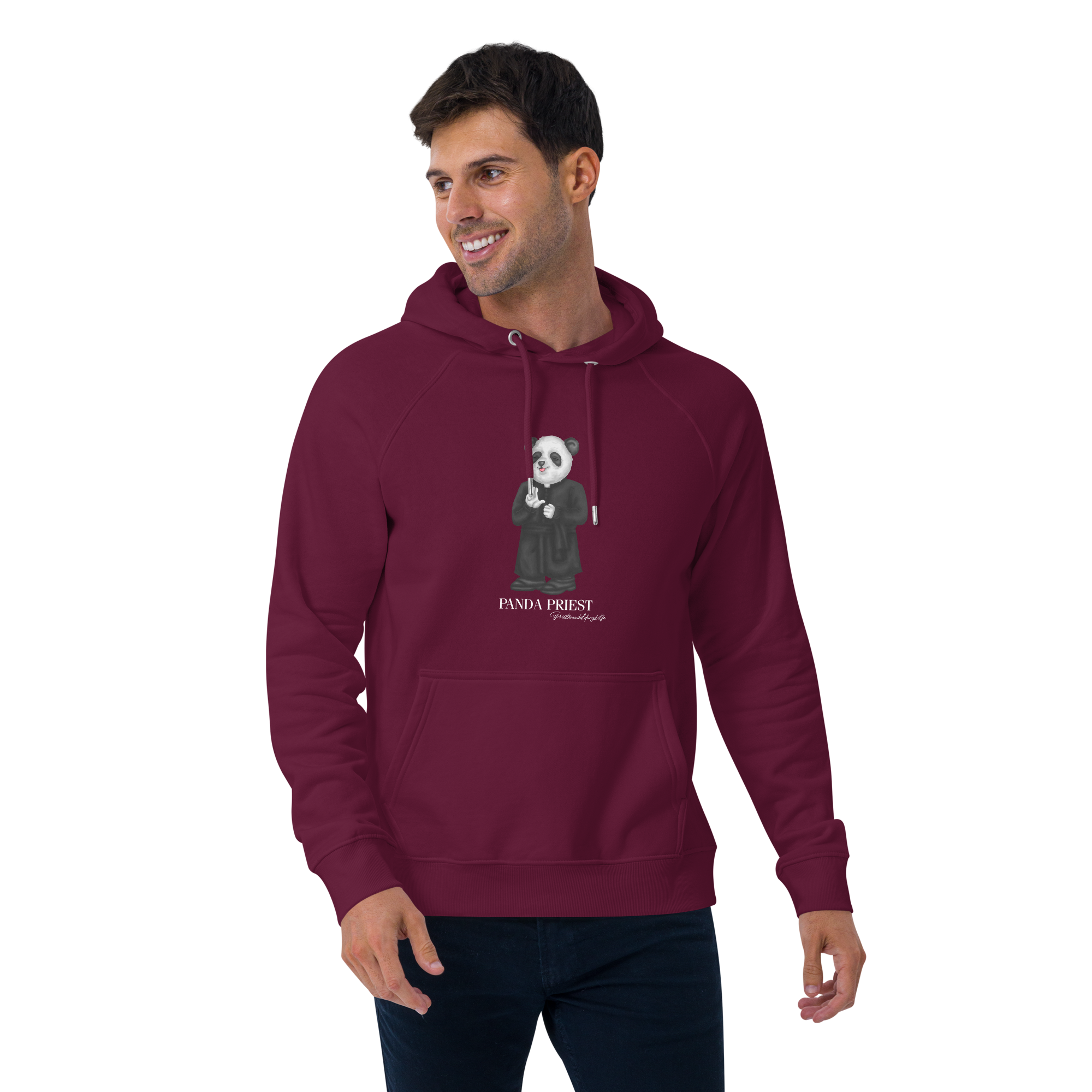 Priester Panda Hoodie "segen" (Unisex) burgund Priester Panda Hoodie "segen" (Unisex) burgund
